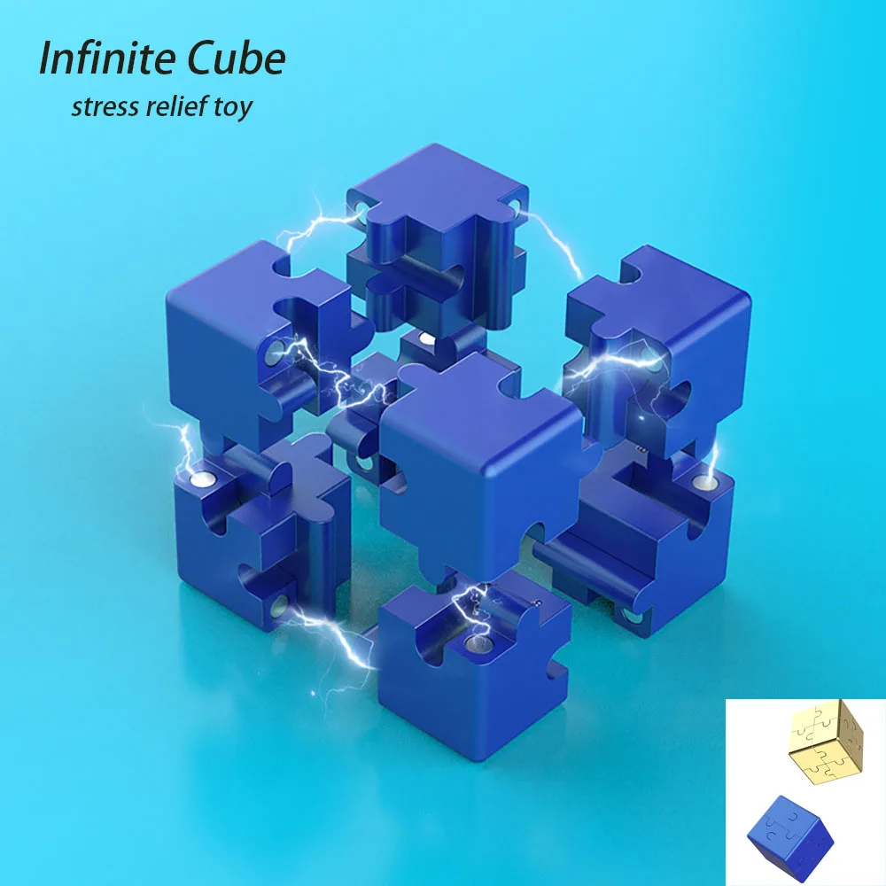 Infinite Cube Aluminum Alloy Metal EDC Stress Relief Mini Toy Portable Office Infinite Flip Cubic Fidget Relax Venting Toys