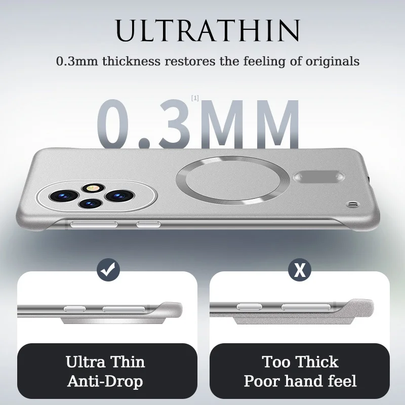 Luxury MagSafe Wireless Charging Phone Case with Magnetic Bumper and Hard Protective Cover