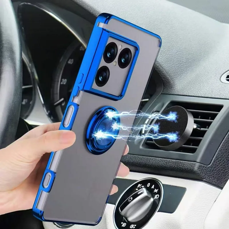 Transparent Soft Back Case with Ring Stand and Clear Cover Protection