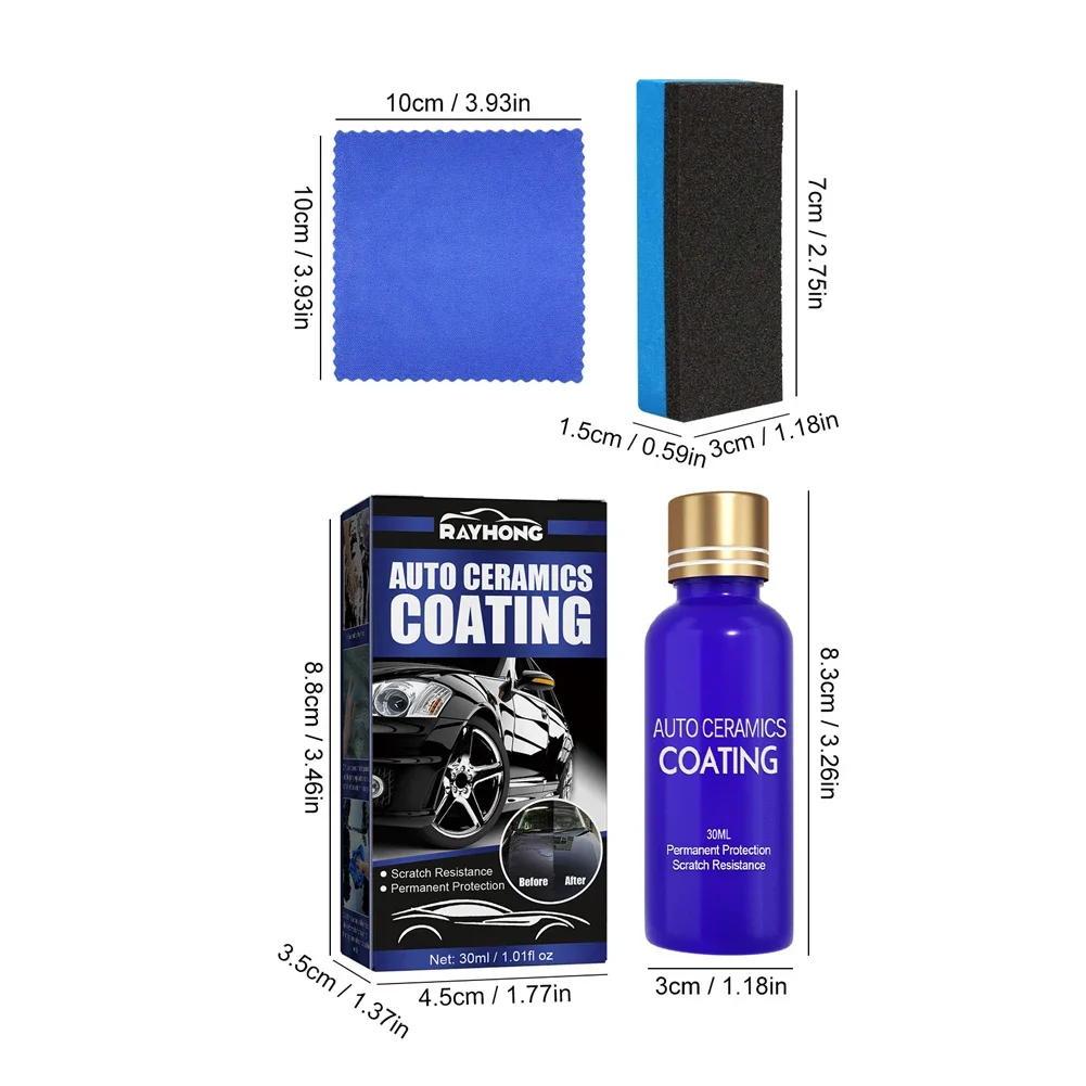 1-2Set 30ml 10H Anti-Scratch Auto Ceramic Glass Coat Liquid Hydrophobic Paint Care Polish Super Detailing Coating For Car Repair