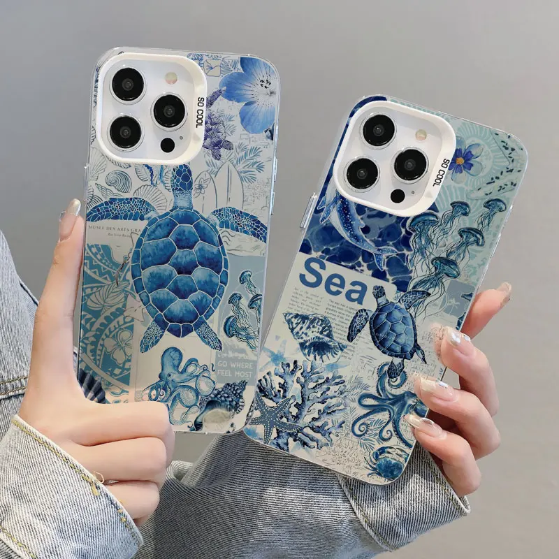 Vibrant Painted Sea Turtle Laser Protective Phone Case