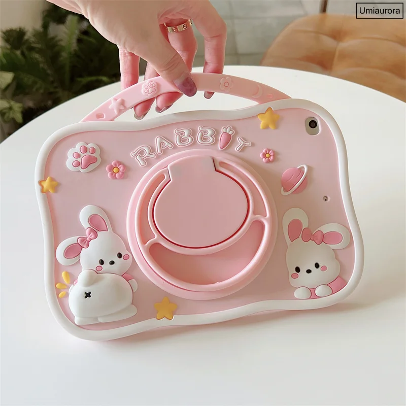 Kids Silicone Cartoon Hand Ring Suporte Capa para Ipad Air 9.7 Mini Pro 10.5 11 7th 8th ° 102 10 ° Gen 109 2023 - Imagem 2