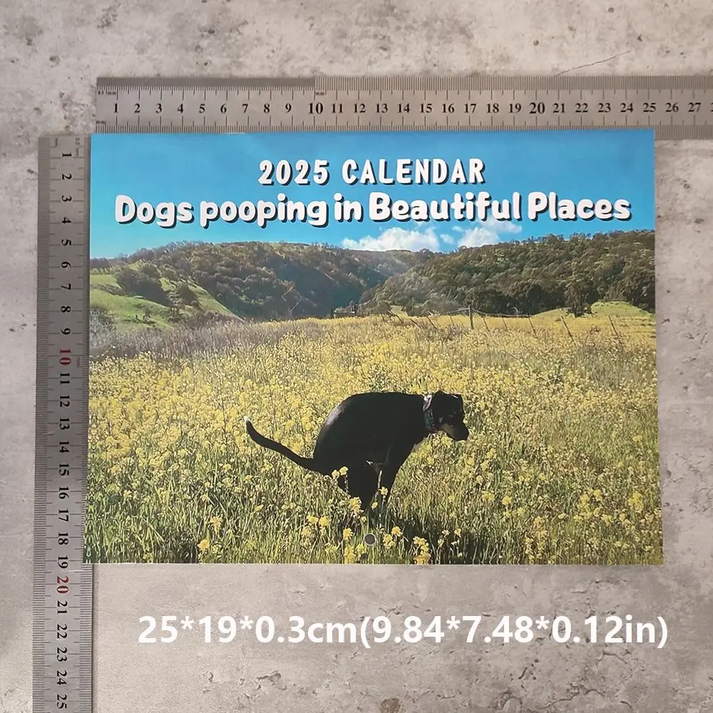 Calendar Funny Dogs Pooping Calendar Hangable Daily Weekly Monthly Planner Durable Wall Home Desktop