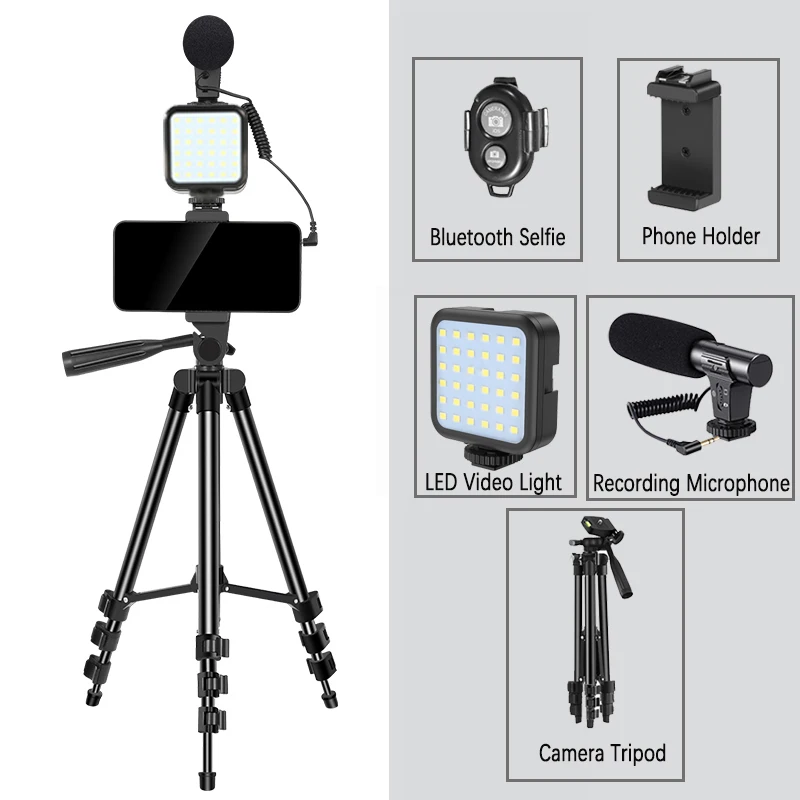 Dslr Camera Phone Vlog Tripod Vlogging Kit For Phone Interview Live