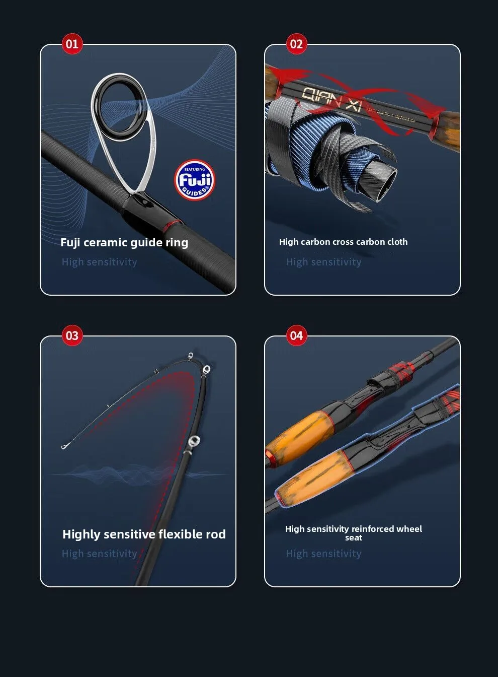 Description Picture 6 of itemSeiko fishing rod telescopic portable ultra-light long-throw ML medium soft-tuned luya rod vibrating type set road sliding rod