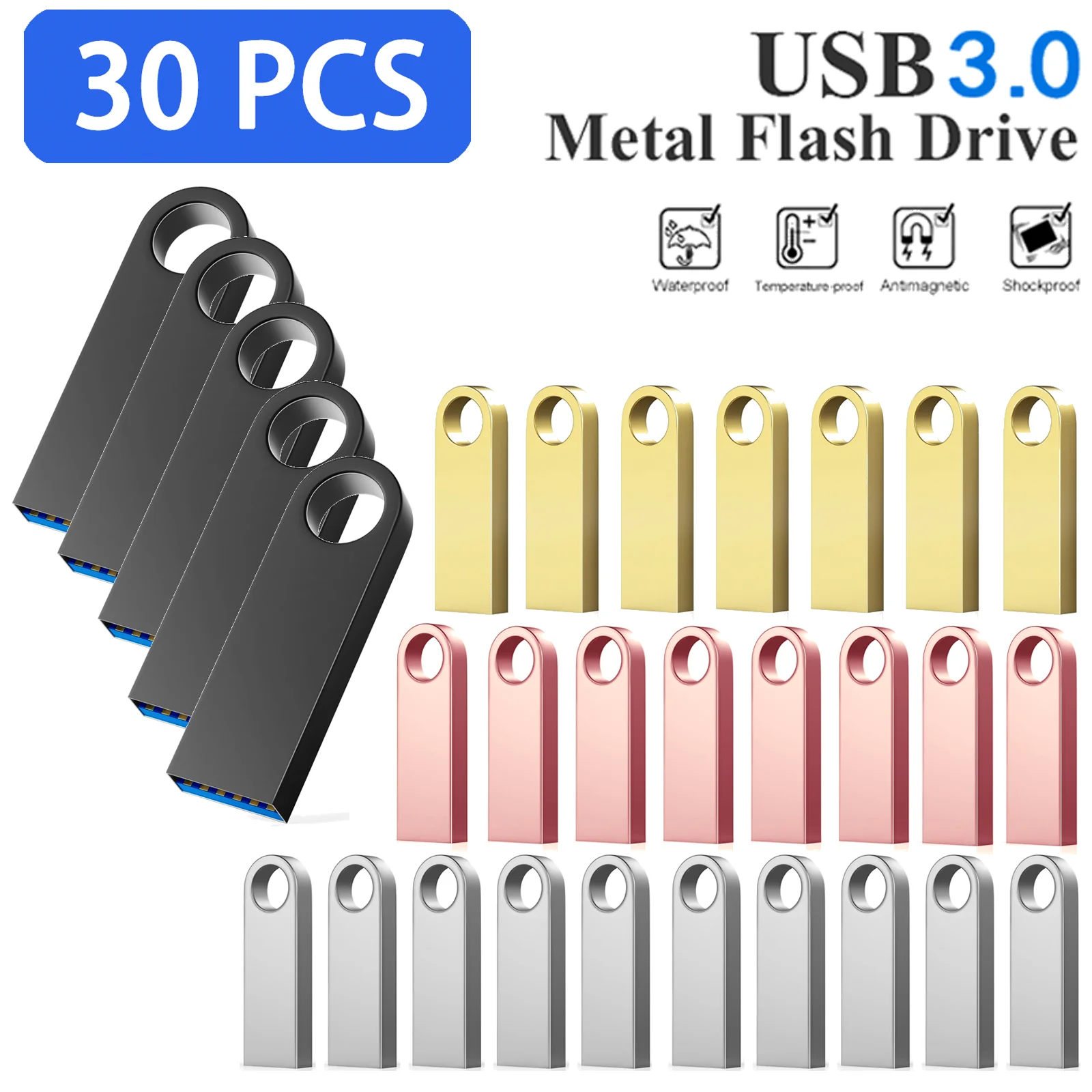 Usb 3.0 Flash Drive Pen Drive Pendrive Vara Android Micro pc Carro tv 128gb 64gb 32gb 16gb 8gb 30 Pcs