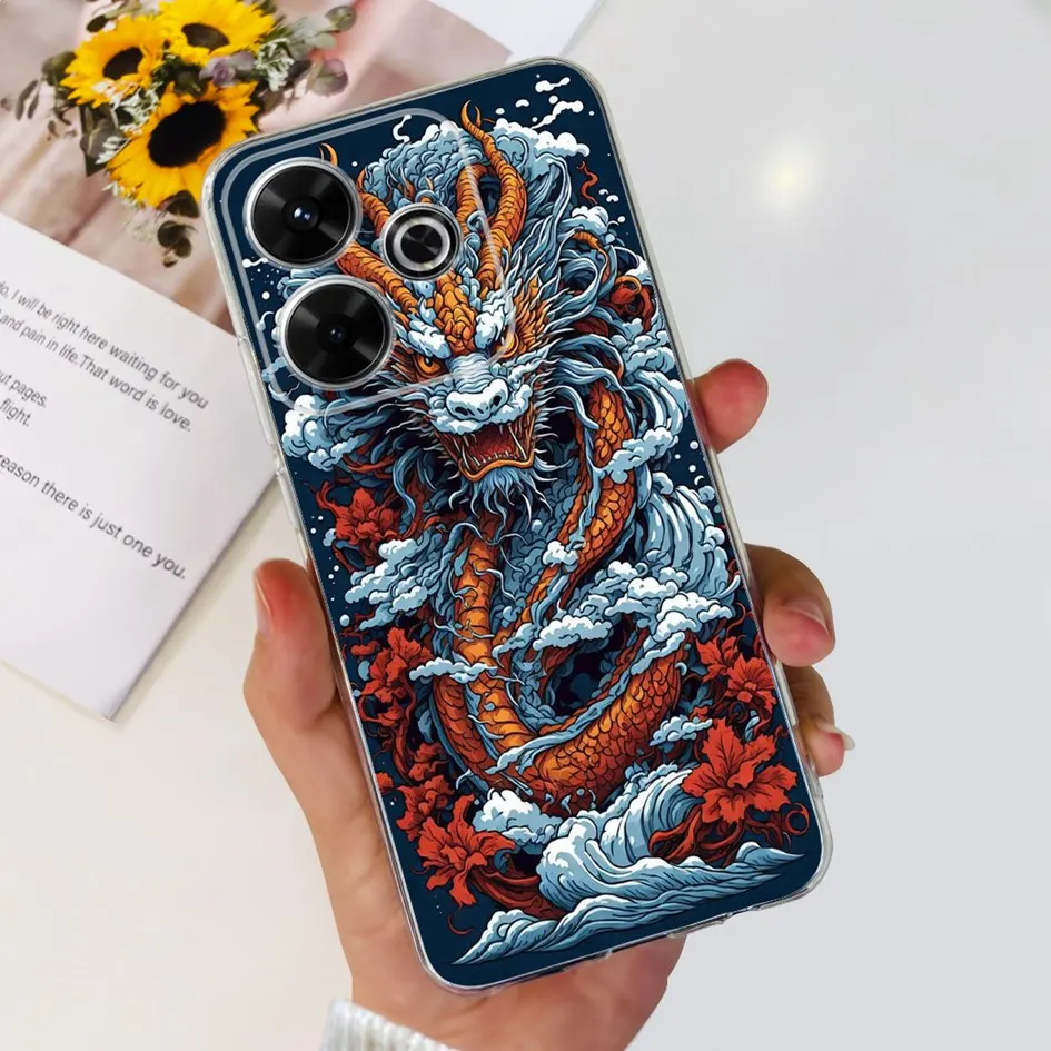 2024 Fashion Tulip Flower & Butterfly Soft Silicone Clear Phone Case