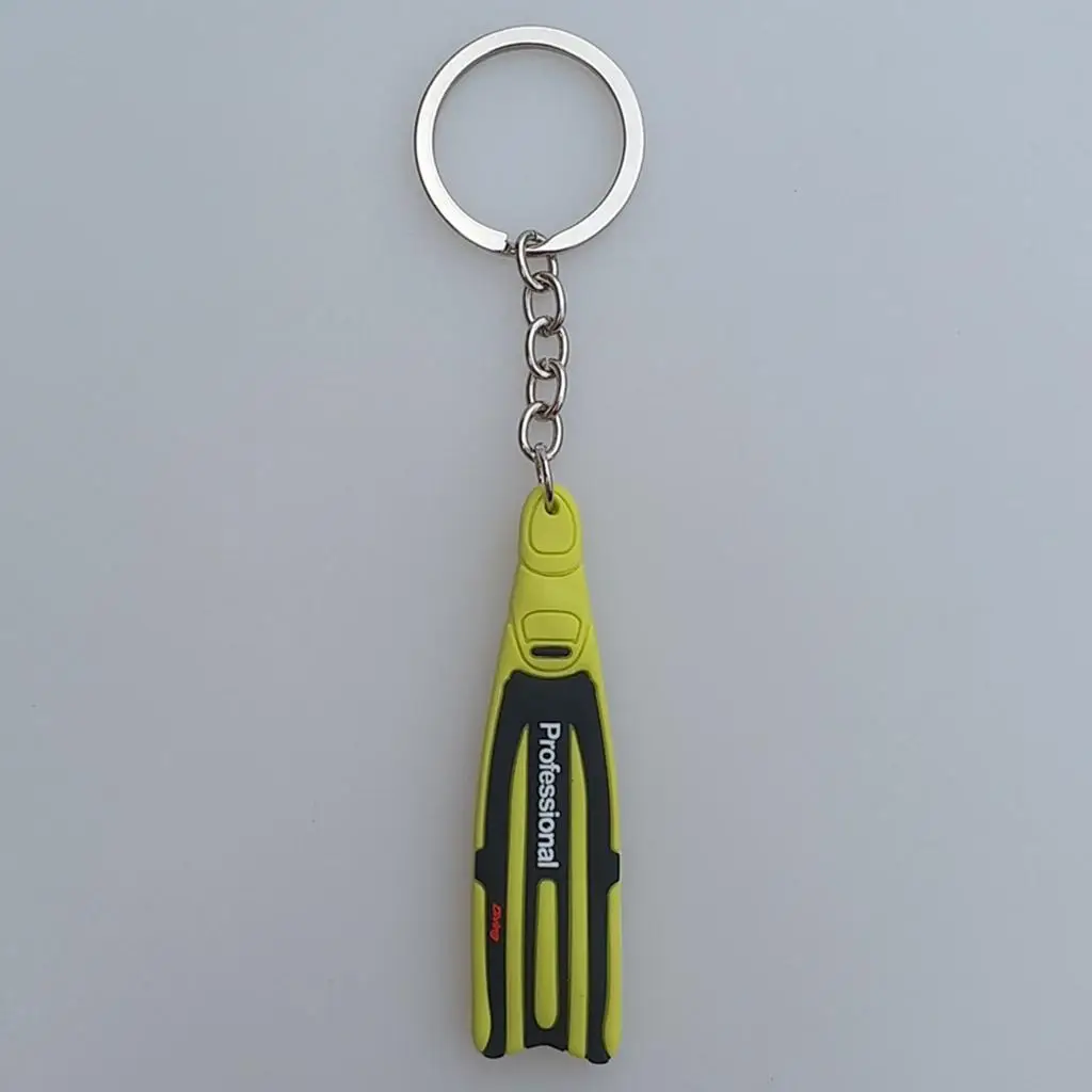 Diving Fin Key Chain with Steel Key for Divers Dive Fans Lover