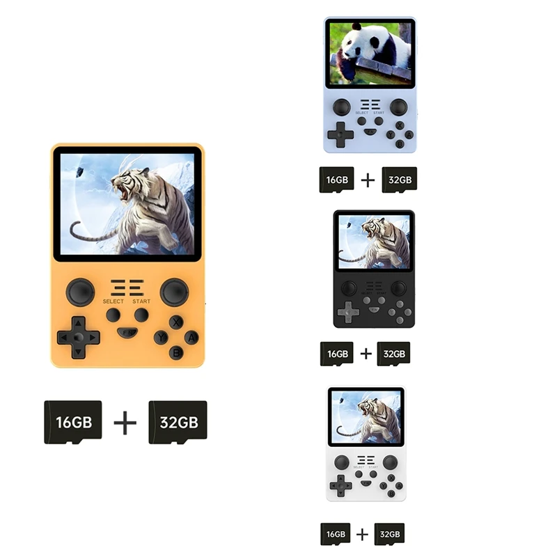 

Handheld Video Game Console 16G+32G 3.5 Inch IPS Screen Open Source System Easy To Use (Yellow)