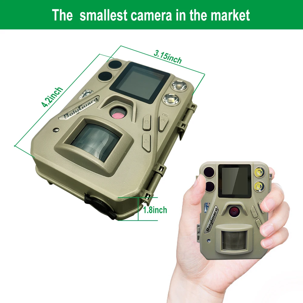 볼리가드 익스프레스 휴대용 사냥 게임 카메라, 37MP SG520-D, 32G SD 카드, 듀얼 플래시, 적색 IR 및 백색 LED, 사냥 모니터링