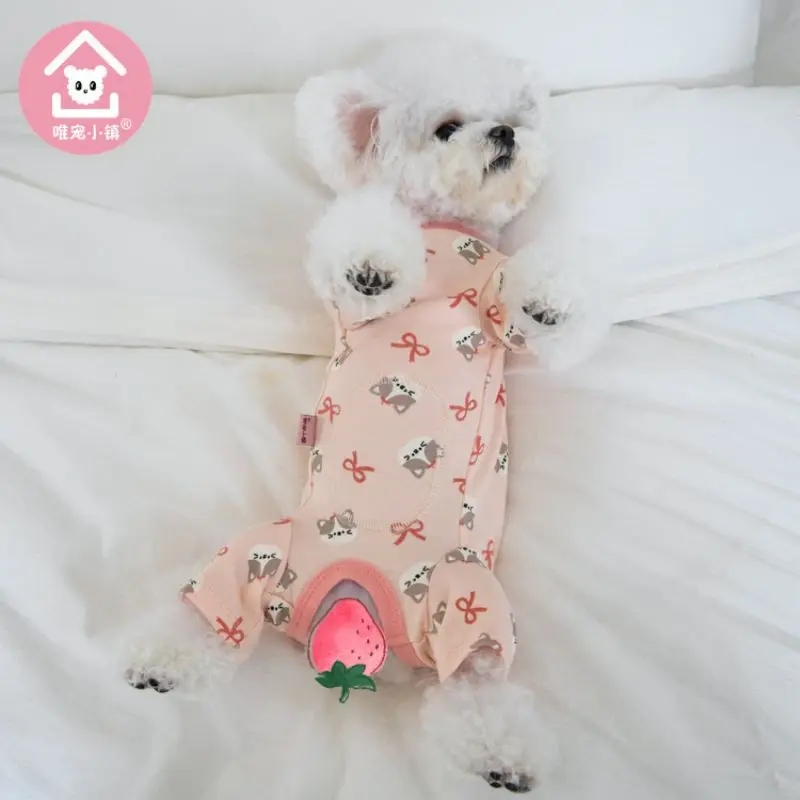 Autumn and Winter Printed Four-Legged Home Dog Cat Belly Suit, Warm Pet Clothing and Accessories for Female Dogs