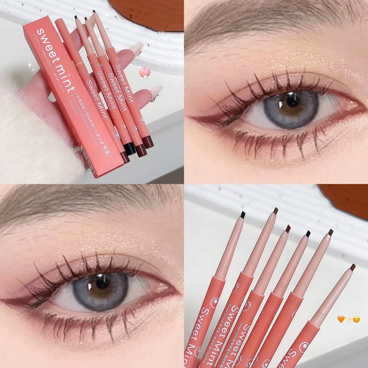 Silky Black Brown Eye Liner Pencil Waterproof Eyeliner Pen Natural Matte Eyeliner Long-lasting Easy To Color Eye Makeup Cosmetic 4