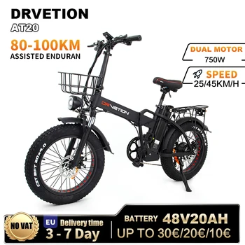 DRVETION AT20 Folk Bici Elettrica 750W Motore 48V20AH Batteria Al Litio Ciclo Elettrico 20*4.0 pollici Pneumatici Grassi Con Cestino e-Bike