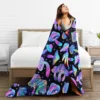 Psychedelic Magic Mushrooms Flannel Fleece Blanket Lightweighr Soft Cozy Plush Blanket for Bed Sofa Gift for Family 80x60 Inch 5