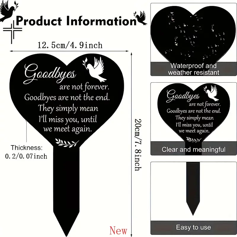 

Promotion Heart-shaped Commemorative Plaque Pile Cemetery Mark Garden Decor Pile Sympathy Cemetery Pile Courtyard Cemetery Deco