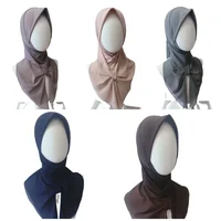 New Eid Women Hijabs Cap Muslim Bow Directly Wear Shawl Scarf Cap Malaysia Solid Color Hat Prayer Headscarf