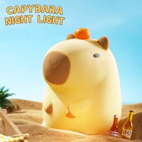 Cute Capybara silicone lamp animal gift USB Rechargeable touch bedside sleeping light Decorative nightlight for children's room 2