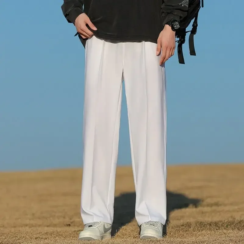 thumbnail image 1 of Pantalones de traje para hombre, color caqui, holgados, elásticos, rectos, drapeados, para hombre, pierna ancha, ropa barata, elegante, caliente, fina, 1 of 5