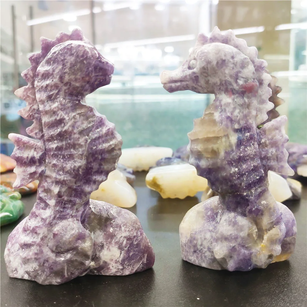 

1 Piece Natural Amethyst Seahorse Seahorse Carving Quartz Carving Fluorite Gift Crystal Animal Healing Healing Decoration Craft