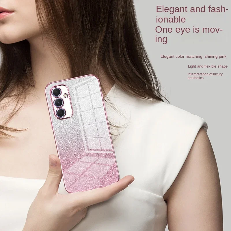 Luxuriöse Glitzer-Silikonhülle mit Galvanisierter Kante für Samsung S26 Ultra S25 Edge A57 A37 A17 A07 A56 A36 A26/16/06 Sturzsichere Schutzhülle – Detail 3