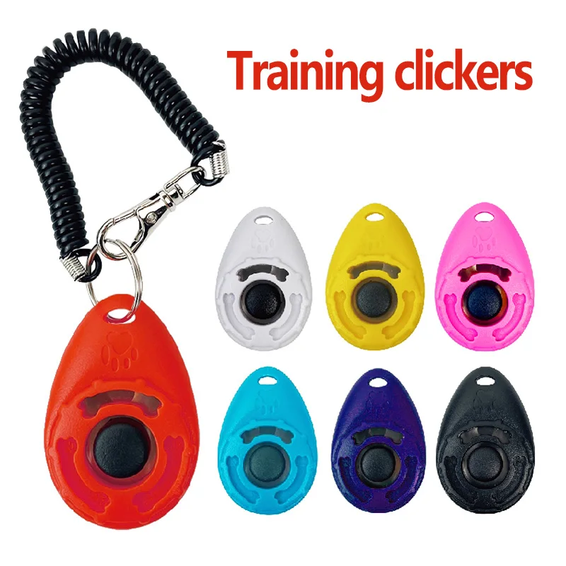  POPETPOP Pet Training Clicker Button 2Pc Dog Sound Trainer Pet  Training Accessory Wrist Band Tool Whistle Click for Puppy Dog Red * Blue  Push Clickers Button Clicker : מוצרים לחיות מחמד