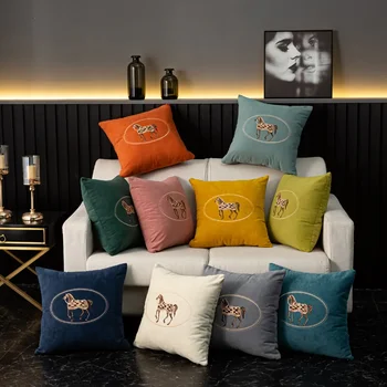 Embroidered Horse Cushion Cover 1