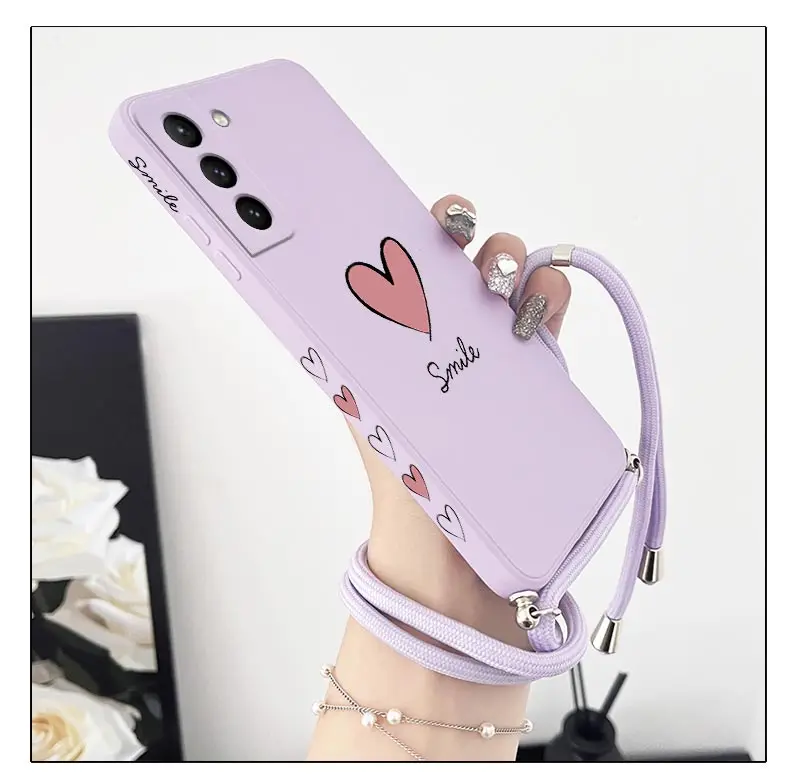 Große rote Herz Cross body Lanyard Silikon Handy hülle für Samsung Galaxy S23 S22 S21 S10 S8 plus Note 20 Ultra 10 plus Abdeckung – Detail 9