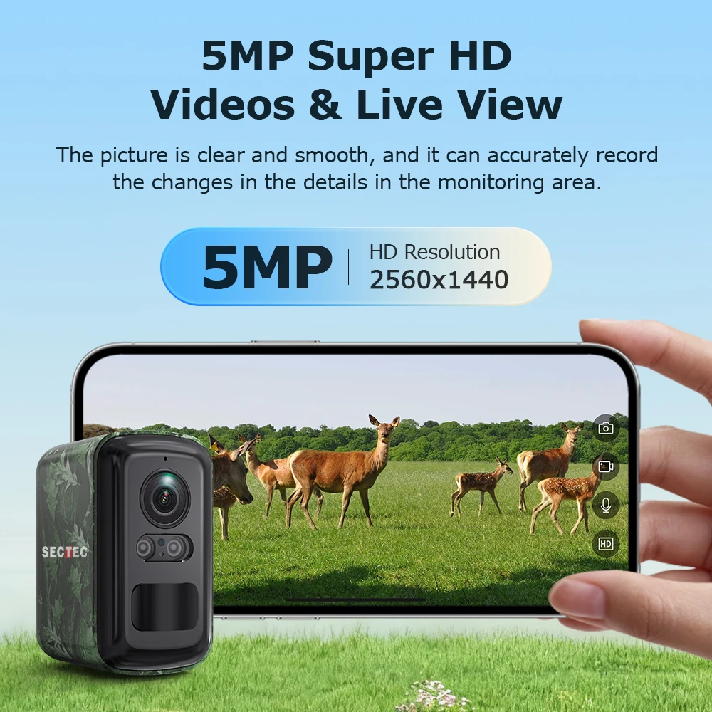 5MP 2K HD 4G Wireless Solar Camera Wifi Outdoor 10000mAh Battery WiFi Security Camera Waterproof PIR Animal Detection in Forest 4