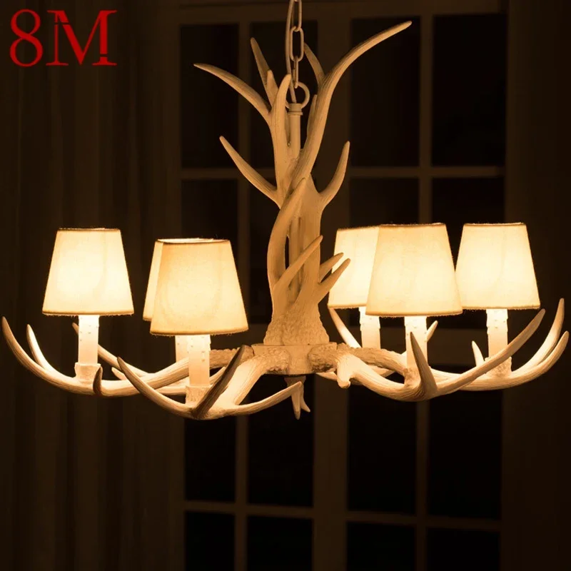 

8M Nordic Antler Pendent Lamp American Retro Living Room Dining Room Villa Coffee Shop Clothing Store Decoration Chandelier