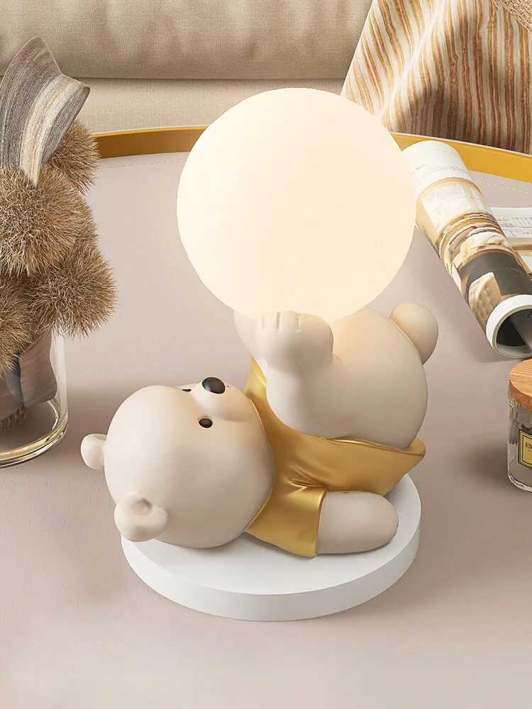 

Footpedal Bear Table Lamp Bedroom Bedside Atmosphere Lamp Living Room TV Cabinet Decoration Gift