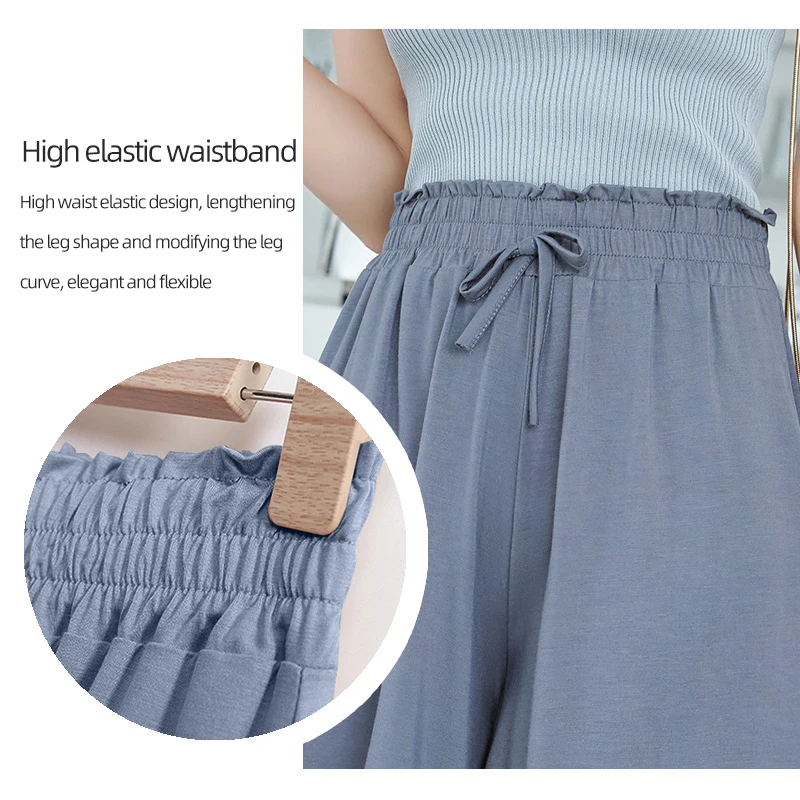 Sports Shorts Girl's Summer New High Waist Wide Leg Pants Casual Shorts Large Size Loose Modal