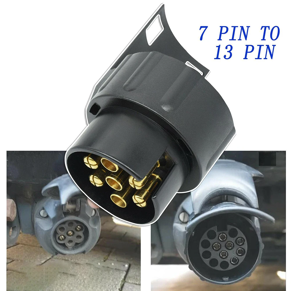 7 To 13 Pin Plastic Trailer Socket Car Accessories Caravans 13 Pole Tow Bar Towing Socket Plug 12V Electrical Connector Adapter