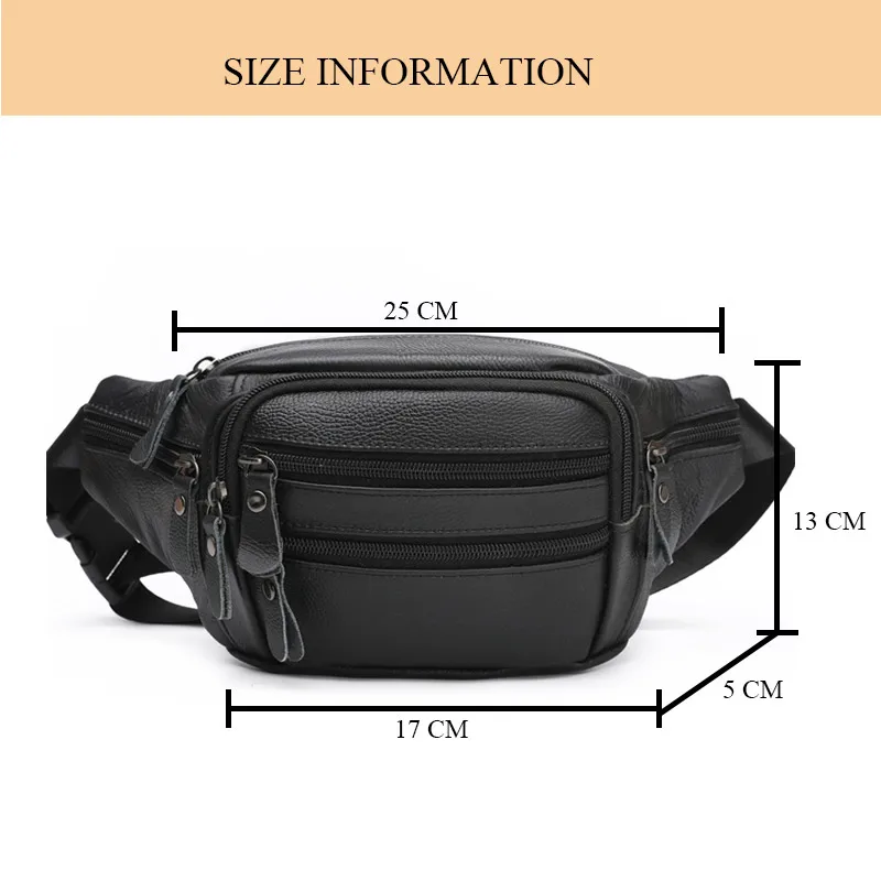 Fashion Men Genuine Leather Fanny Bag for Phone Pouch Male Leather Messenger Bags Brand Fanny Pack Male Travel Waist Bag Men - Image 6