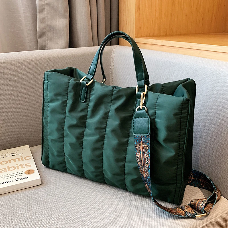 

Big retro design tote bag 2022 winter Warm Down cotton space bag handbags for women Shoulder Messenger Bags Shopper bag wallet