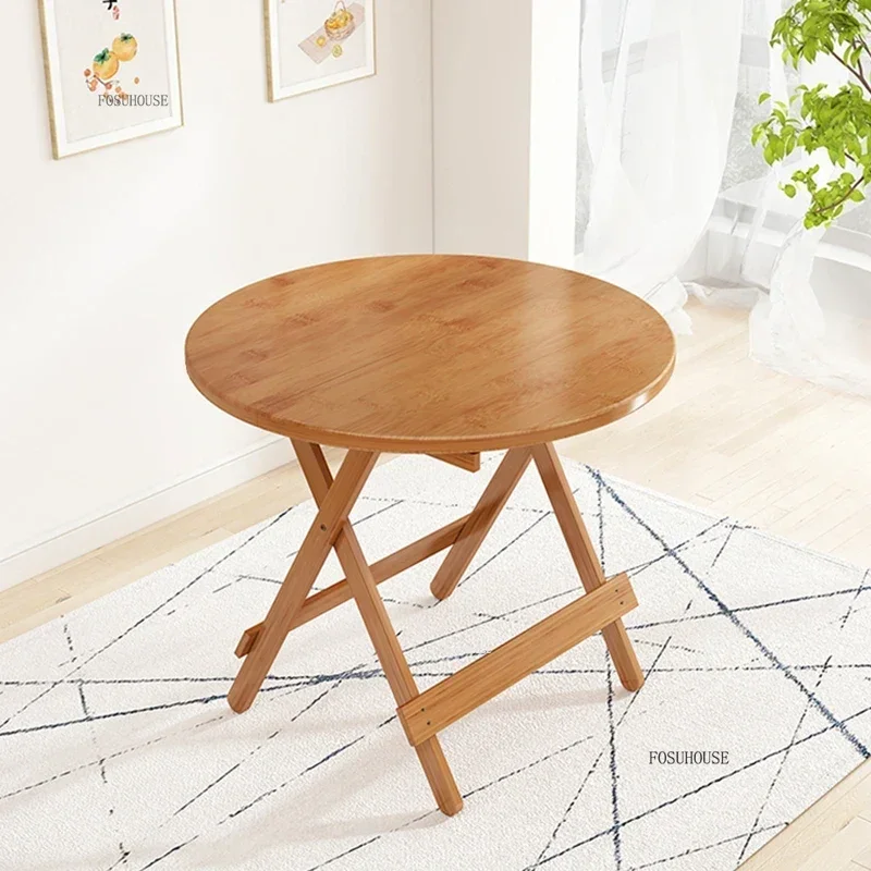 Bamboo Dining Tables Small Apartment Dining Table Outdoor Portable Folding Tables Creative Round Coffee Table Home Furniture