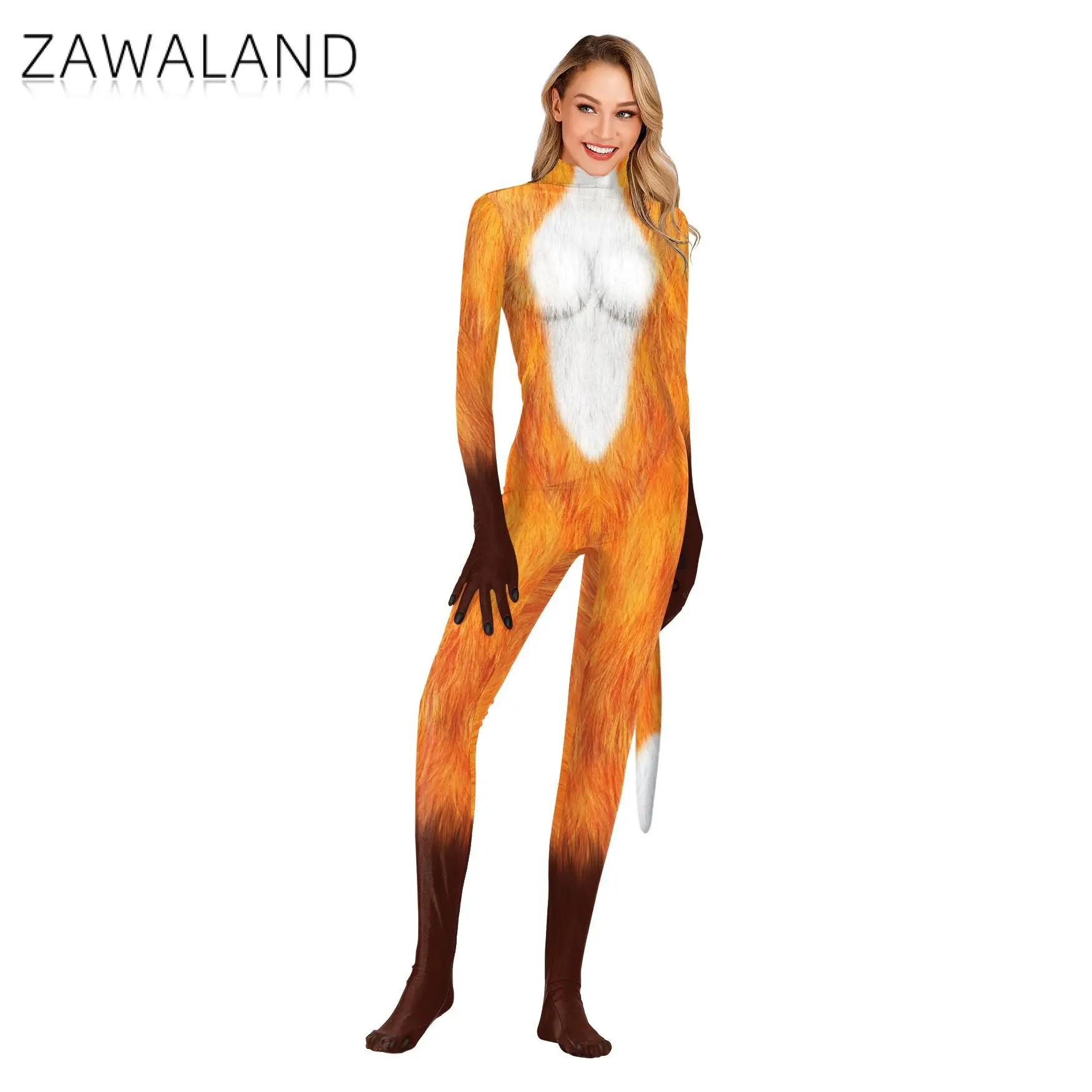 き*ん様 ☆女性サイズ・キツネ柄アニマル全身タイツ☆　ZENTAI、コスプレ、戦 き*ん様 ☆女性サイズ・キツネ柄アニマル全身タイツ☆ ZENTAI
