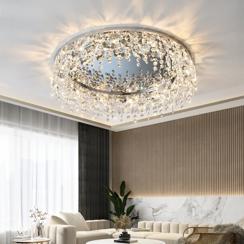 Light luxury crystal living room Nordic led ceilingmaster bedroom light simple modern atmospheric roomnew