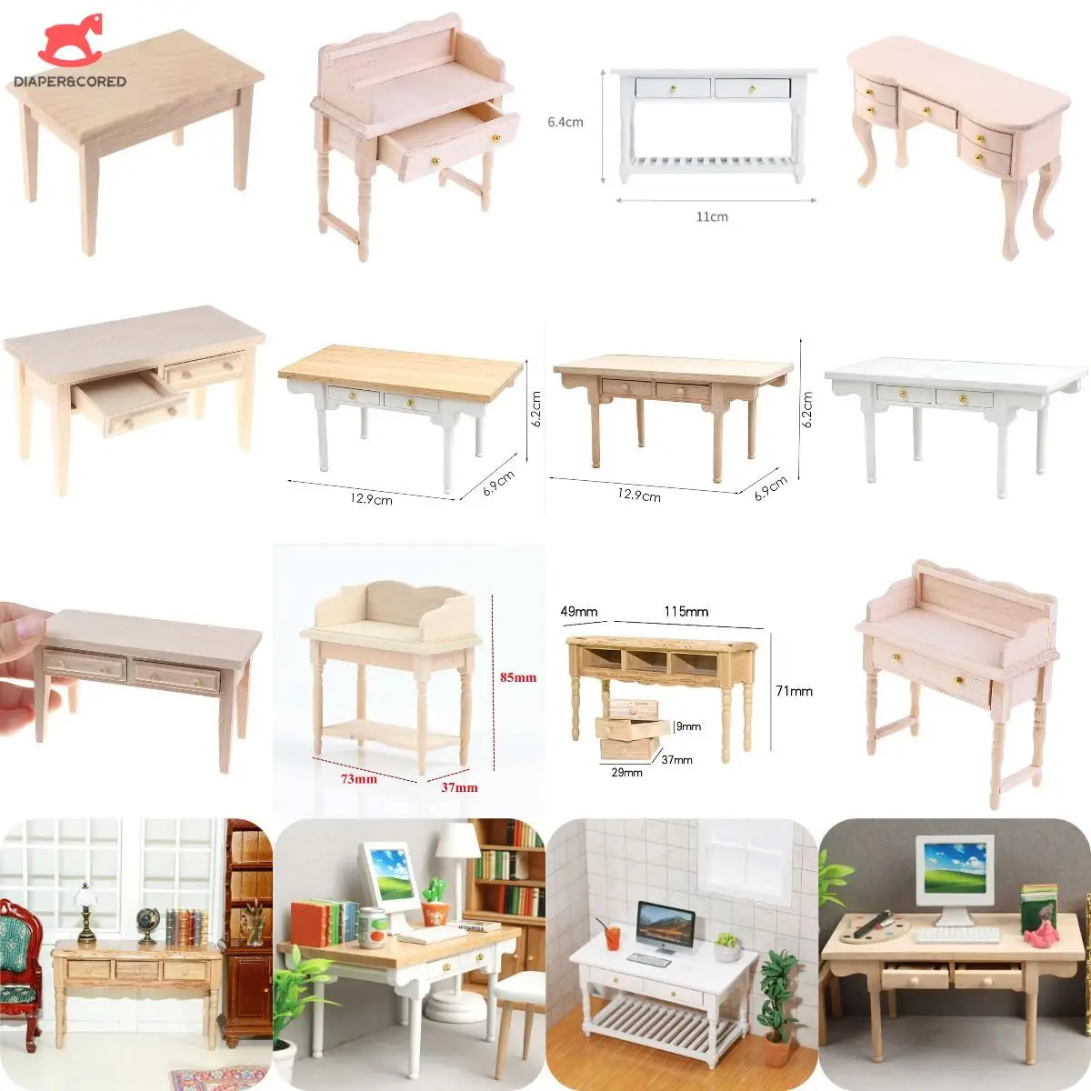 

1:12 Dollhouse Miniature Furniture Modern Style Desk Model Dolls House Furniture Study Room Writing Desk Decor Accessories