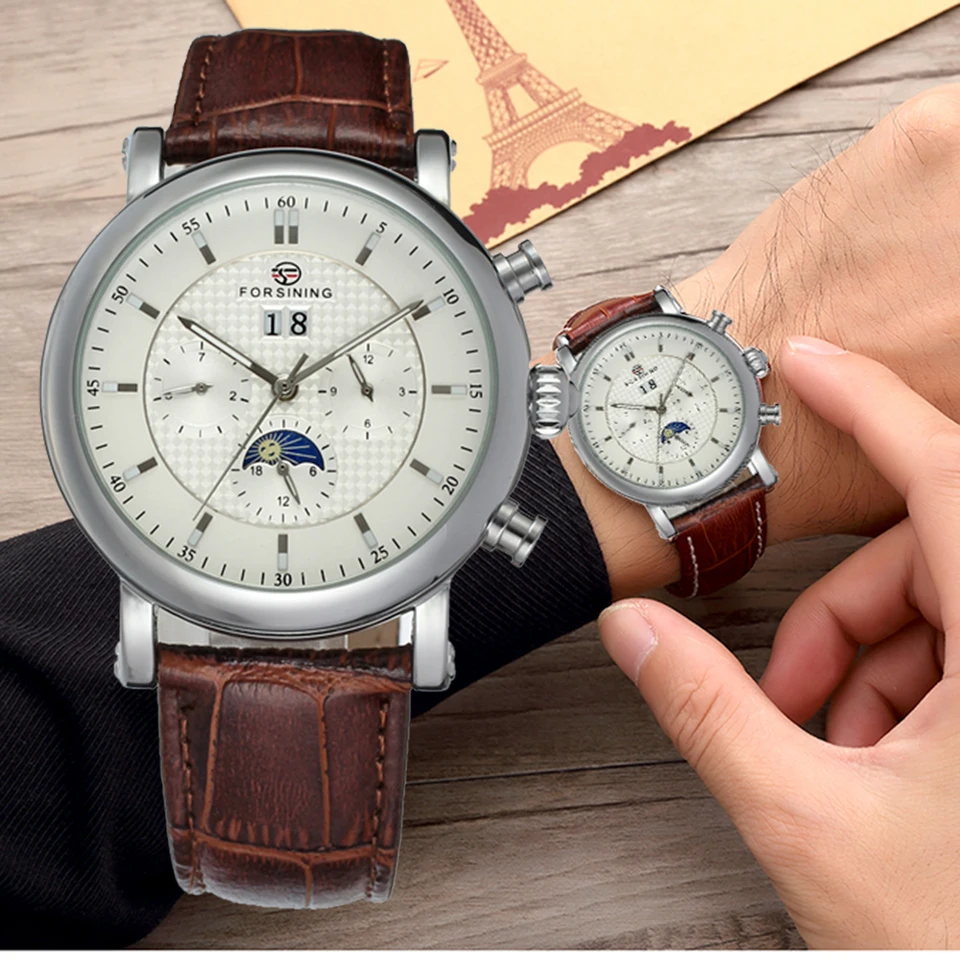 FORSINING Orologio Da Uomo Tourbillon Con Fasi Lunari, Orologio