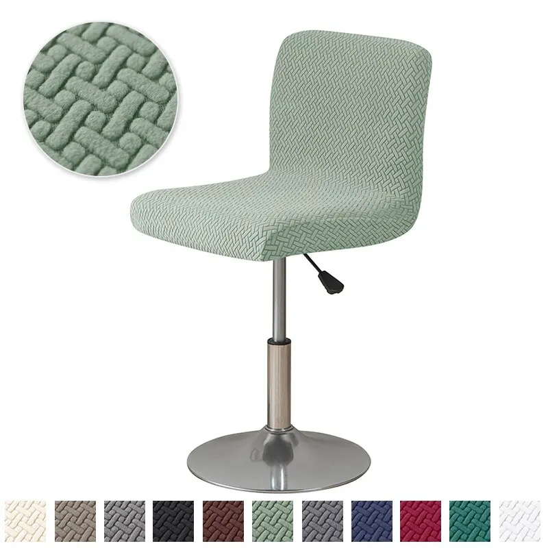 Funda elástica para silla de bar, funda de asiento de taburete de bar de jacquard, fundas para respaldo corto, funda para silla de comedor para banquetes de hotel de tamaño pequeño, funda sólida