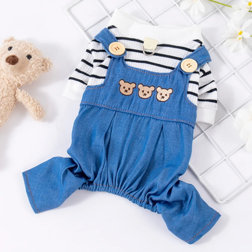 

Puppy Jumpsuit Winter Autumn Cat Fashion Stripe Sweater Pet Cute Cartoon Pullover Small Dog Harness Chihuahua Yorkshire Poodle