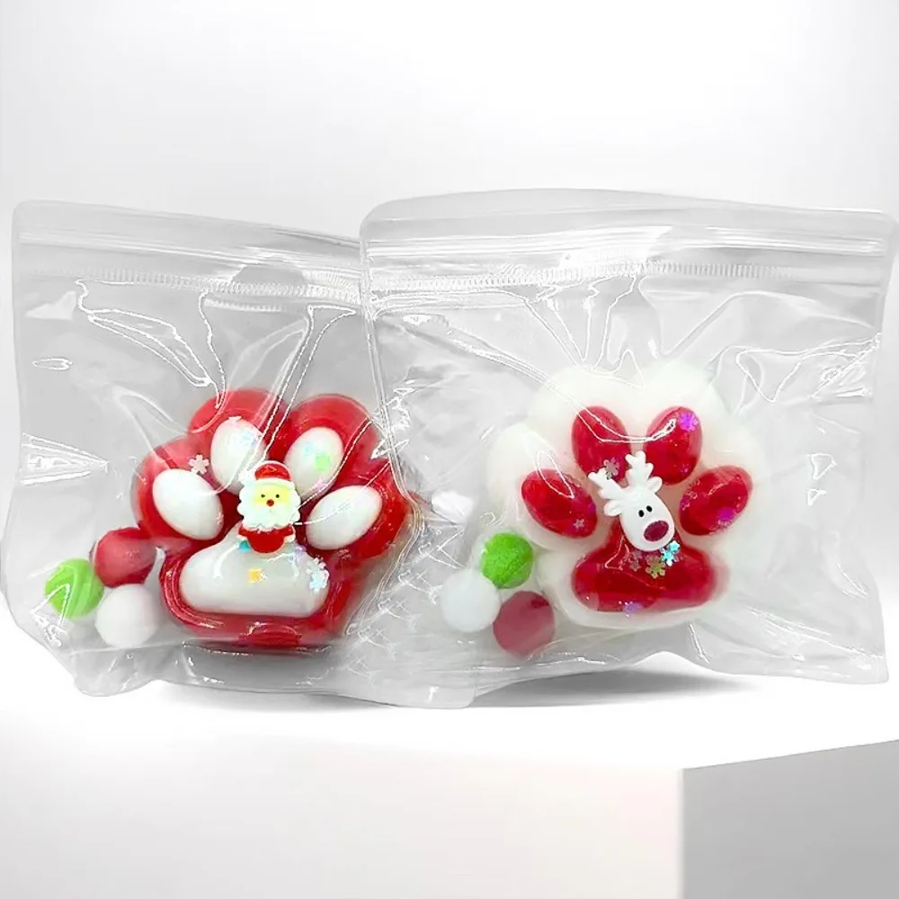 Funny Gift Santa Claus Deer Squeeze Cat Paw Toys Silicone Christmas Gift Pinch Decompression Toy Slow Rebound Relief Relax Toys 2
