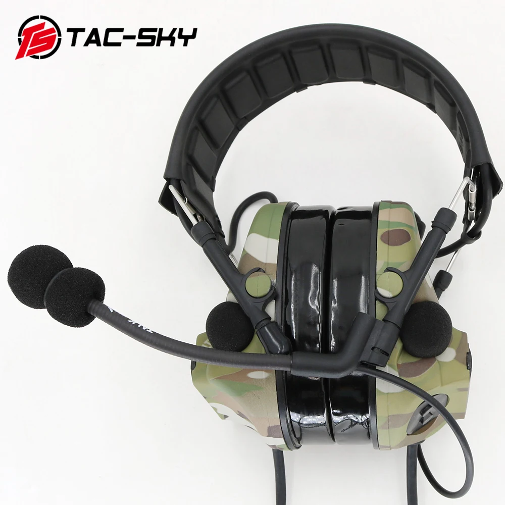 TAC-SKY COMTAC Dual Communication Tactical Headset COMTAC III Noise  Cancelling Silicone Headset Outdoor Hunting Shooting Headset
