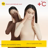 Haut de beauté en peau pour femmes, col empilé, col haut, manches longues, haute élasticité, sous-vêtements thermiques sans couture, chemise de Base pour femmes 3