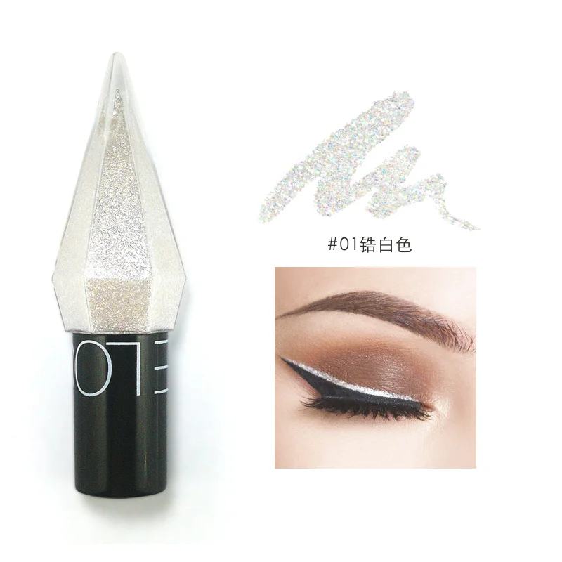 Nieuw Aangekomen Diamant Glanzende Oogliners Oogschaduw Waterdichte Zilveren Glitter Pailletten Eyeliner Oogschaduw Make-Up Schoonheidscosmetica