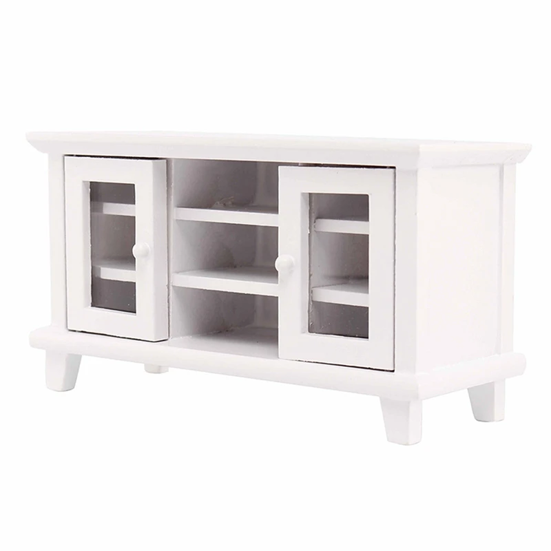 

1/12 Scale Dollhouse Furniture Miniatures TV Cabinet Mini Cabinet Stand Table Wooden Furniture Dolls House Decor Toy