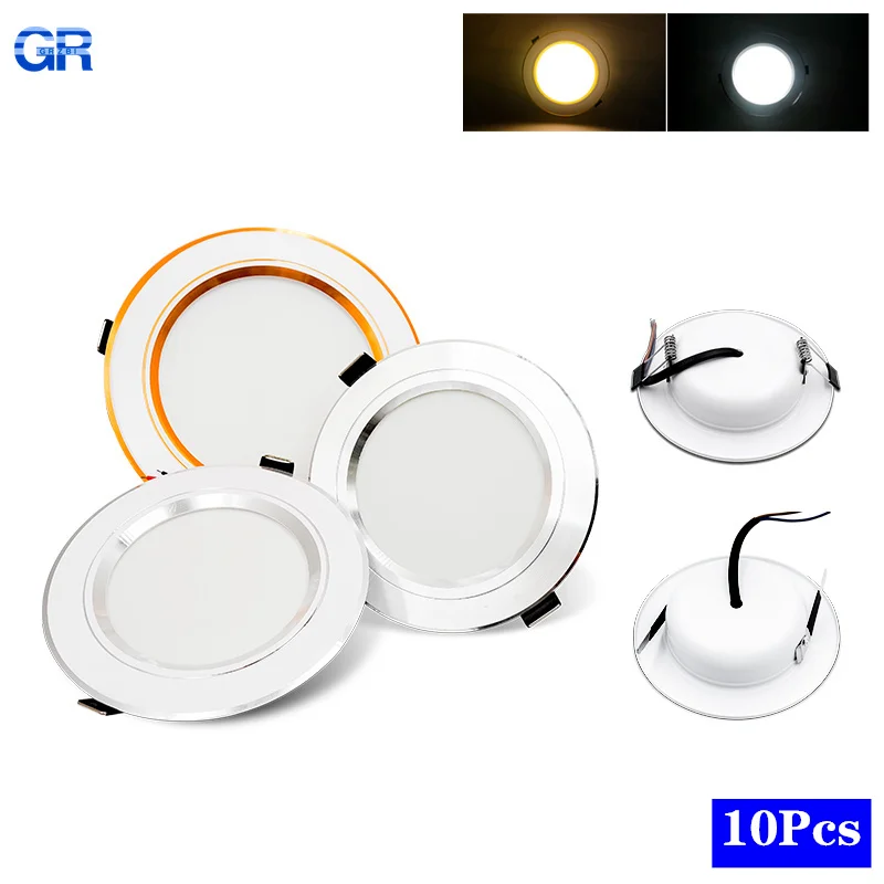 10pcs/lot Led Downlight  AC 220V 110V 5W 9W 12W 15W 18W DC12V 24V Ceiling Bathroom Lamps Living Room Light Home Indoor Lighting