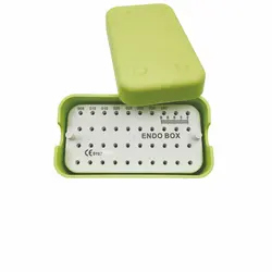 Autoclavable Dental Endo File Storage Box with Ruler - 40 - Hole Sterilization Stand (Green)