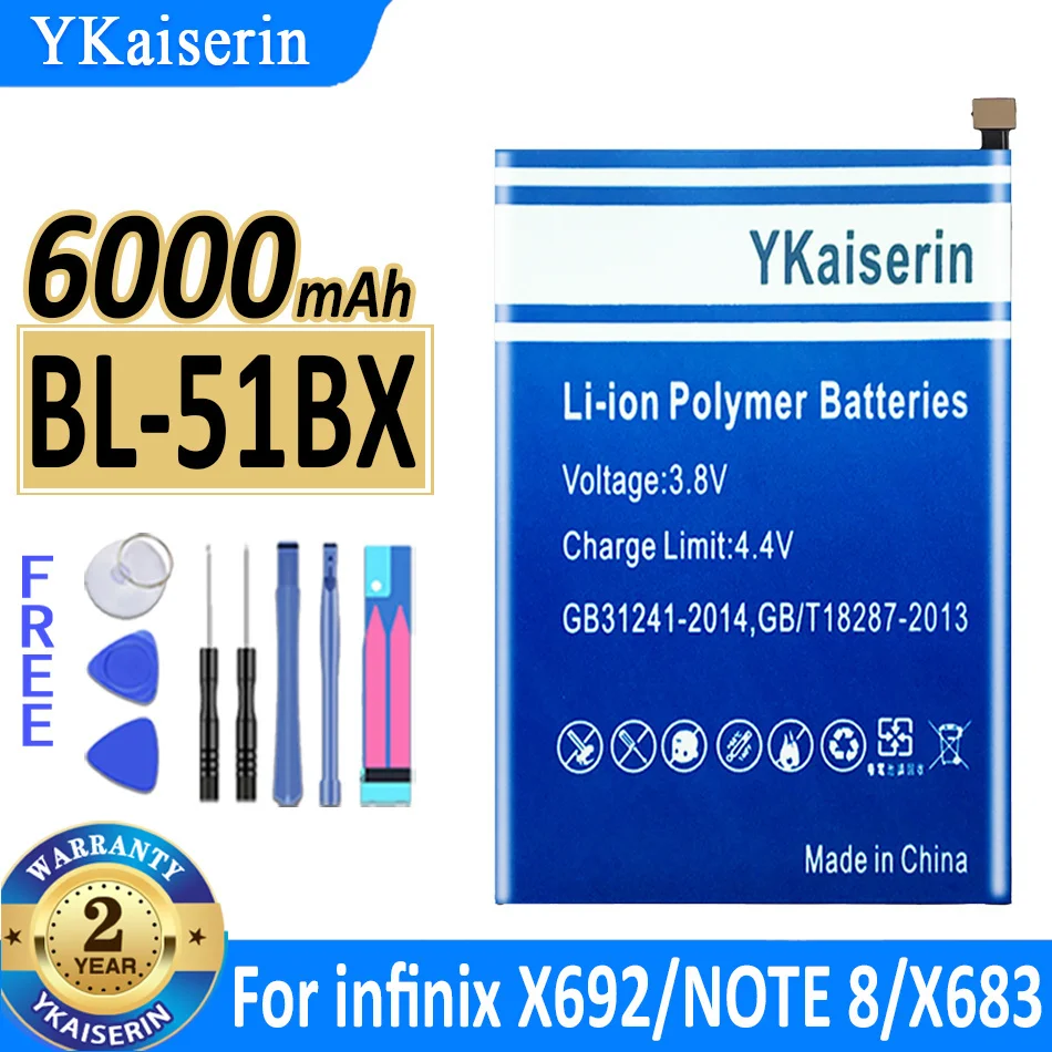 

Аккумуляторная батарея ykaisсеребрин на 6000 мА · ч для infinix X692 NOTE 8 8i X683 HOT 10 X682B note8 hot10 Bateria