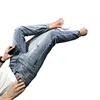 2023 Social and Spiritual Guy, Broken Hole, Beggar Jeans, Male Internet Red, Slim Fit, Casual, Fashion, Small Feet Cropped Pants 6